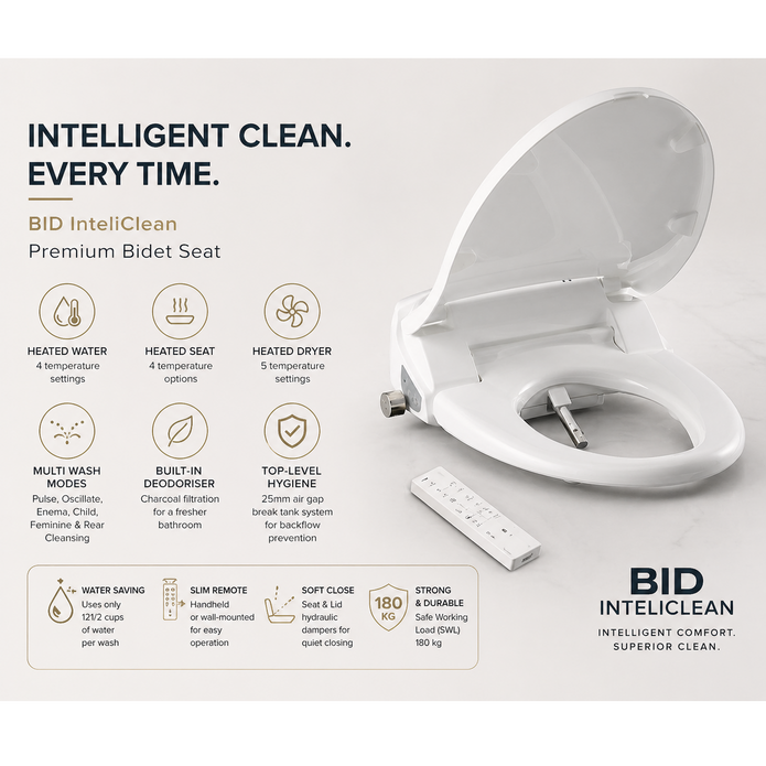 The Bidet Shop InteliClean Air 9000 Multiple Wash Functions Remote Control Bidet Toilet Seat Cover