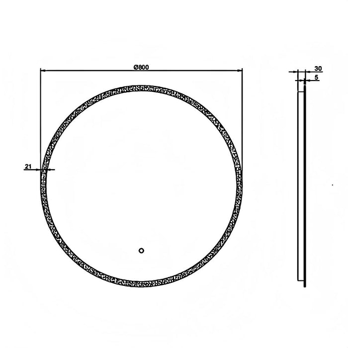 600-800mm Infinity Hamilton Trio-Color & Dimmable Lighting Round Frosted Edge LED Mirror