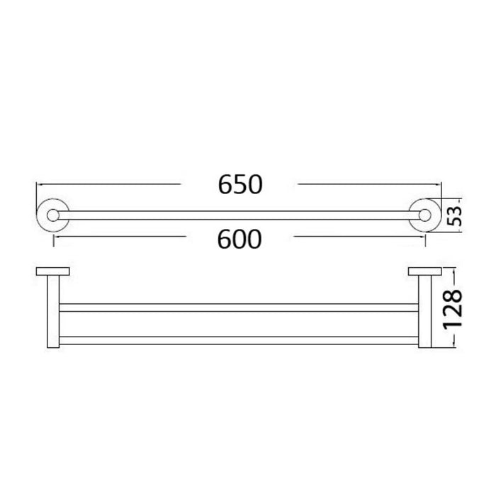 600mm ACL Otus Chrome/Brushed Nickel/Brushed Gold/Matt Black/Gunmetal Gery Solid Brass Double Towel Rail
