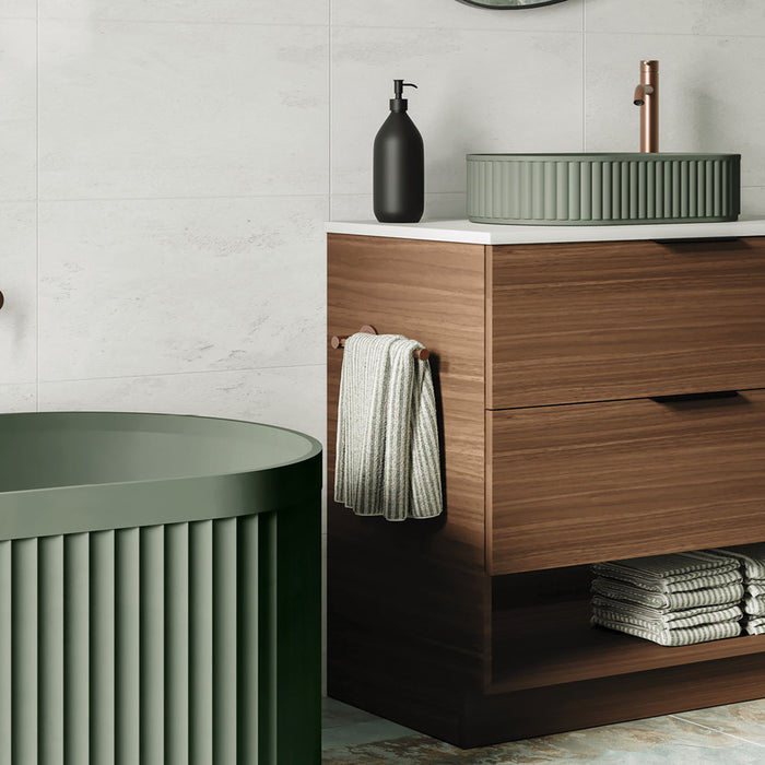 265mm Fienza Kaya Brushed Copper Stainless Steel Round Toilet Roll Holder