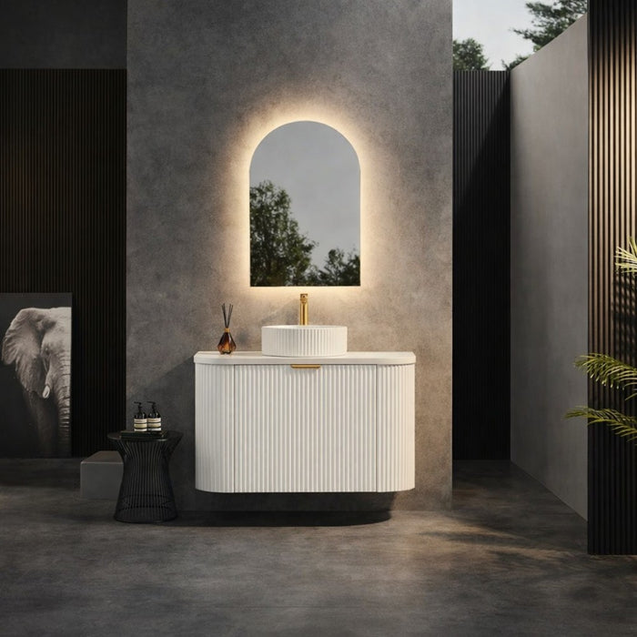 600-1800*500*470mm Poseidon Avalon Matt White PVC Fluted Wall Hung Bathroom Vanity