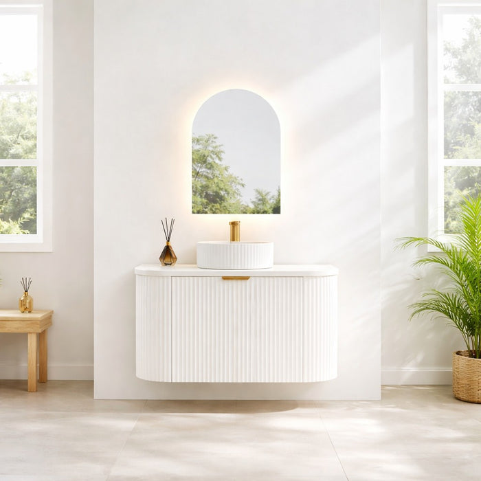 600-1800*500*470mm Poseidon Avalon Matt White PVC Fluted Wall Hung Bathroom Vanity