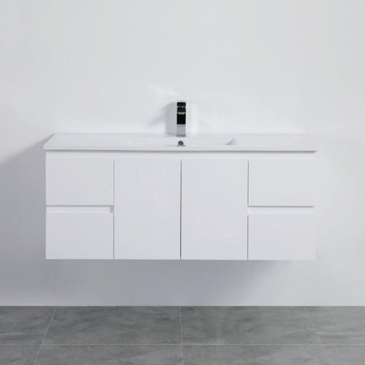 900-1500*460mm Poly White Bathroom Left/Right Drawer Wall Hung Vanity - HD reno