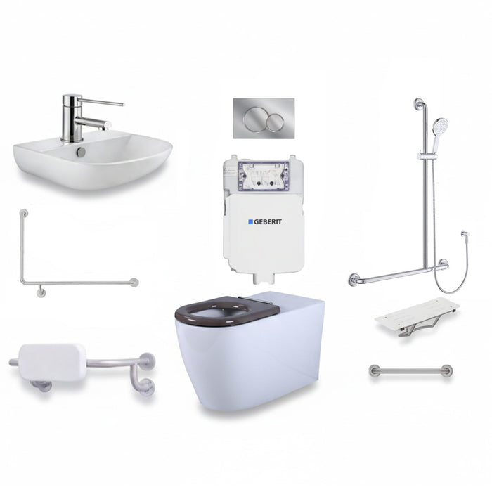Right-Hand Integrated Accessible Care Bathroom Package - Complete Shower, Toilet & Support System