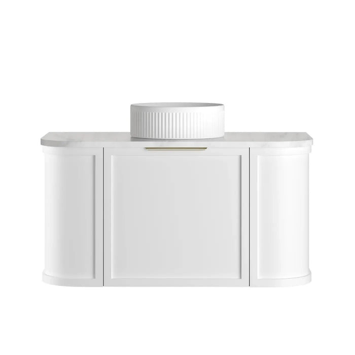 600-1800*452*450mm OTTI Hampshire Stain White High Moisture Resistant Plywood Curve Wall Hung Vanity