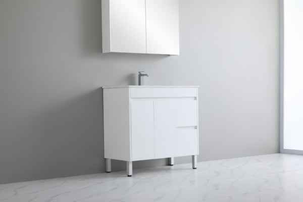 900-1800*460mm Bathroom Vanity Standard PVC Gloss White Freestanding With Kickboard Vanity