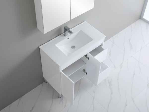 900-1800*460mm Bathroom Vanity Standard PVC Gloss White Freestanding With Legs Vanity