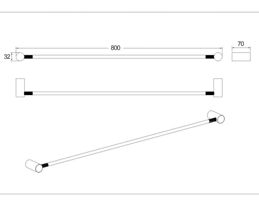 CADDENCE Series Brushed Gun Yellow Gold Single Towel Rail 800mm - HD reno