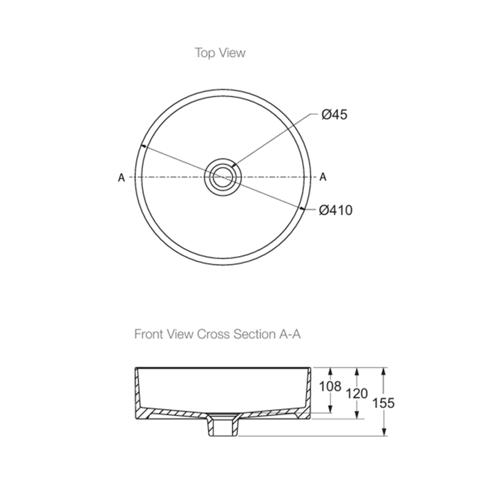 410mm Kohler Mica Round Slim Rim Vitreous China Above Counter Basin