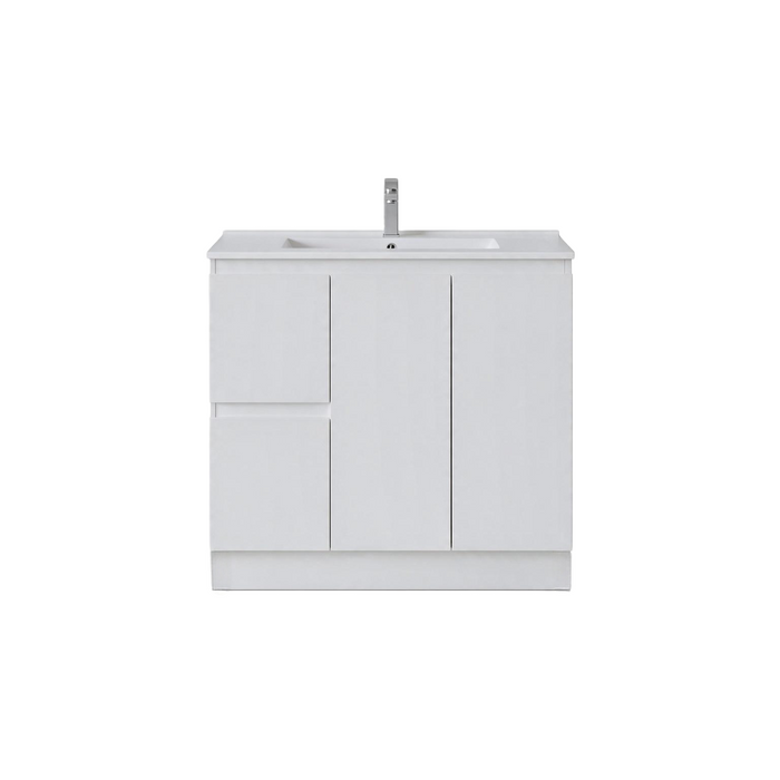600/750/900*360*860mm Poseidon Nordic Slim White PVC Bathroom Freestanding Vanity