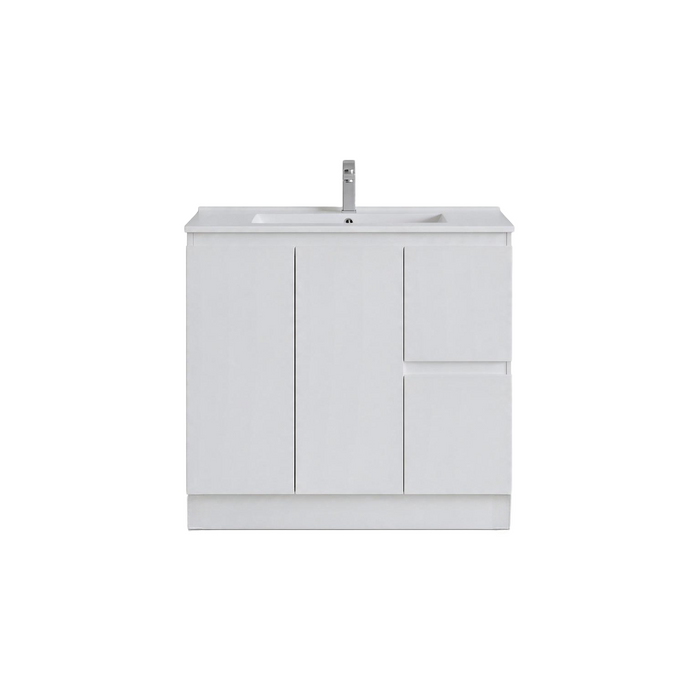 600/750/900*360*860mm Poseidon Nordic Slim White PVC Bathroom Freestanding Vanity