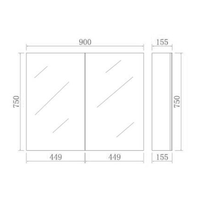 600-1500*750*155mm Poseidon Evie Natural Oak Moisture Resistant Plywood Glass Rectangle Shaving Cabinet