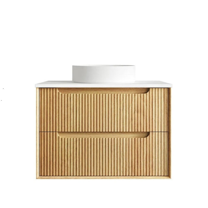 600-1800*460*550mm OTTI Byron Woodland Oak Timbergrain Fluted Bathroom Wall Hung Vanity