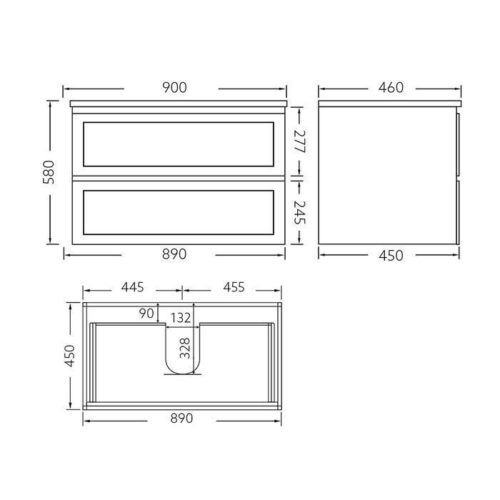 600-1500*460*560mm Poseidon Matt White Bathroom Wall Hung Vanity