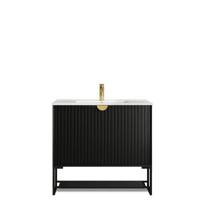600-1500*460*840mm OTTI Marlo Matt Black Bathroom Freestanding Vanity With Legs