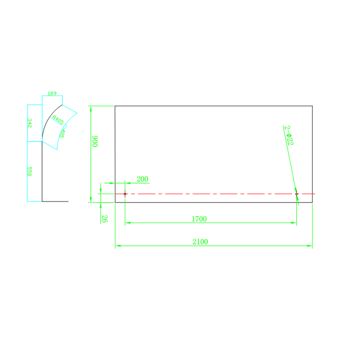800-1100mm 10mm Glass Covey Frameless Walk-In Single Panel Edge Curved Shower Screens - 2100mm Height