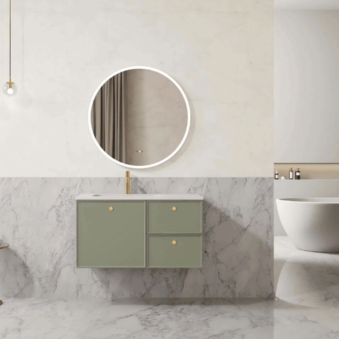 600-1500*455*480mm Poseidon CETO Miami Olive Green PVC Wall Hung Bathroom Vanity Cabinet
