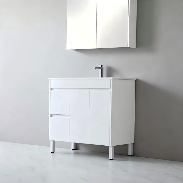 900-1800*460*880mm Poseidon Standard Gloss White PVC Freestanding Vanity With Legs