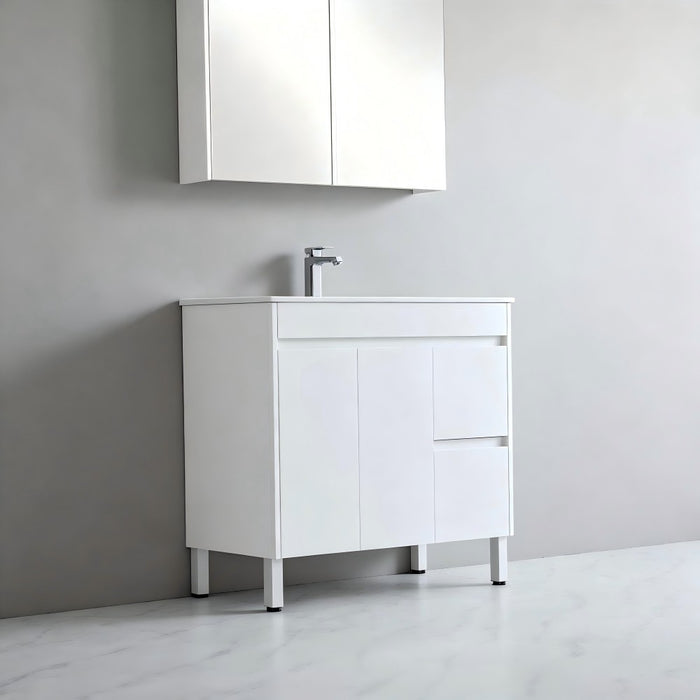 900-1800*460*880mm Poseidon Standard Gloss White PVC Freestanding Vanity With Legs