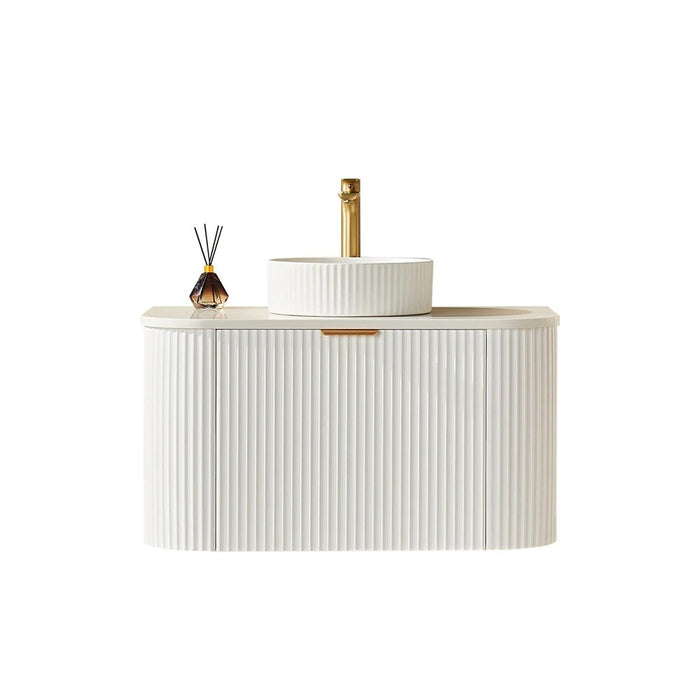 600-1800*500*470mm Poseidon Avalon Matt White PVC Fluted Wall Hung Bathroom Vanity