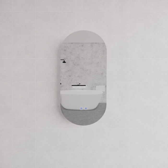 900-1500*45mm ABS O2 Oval Frameless Three Color Lights Backlit  LED Bathroom Mirror