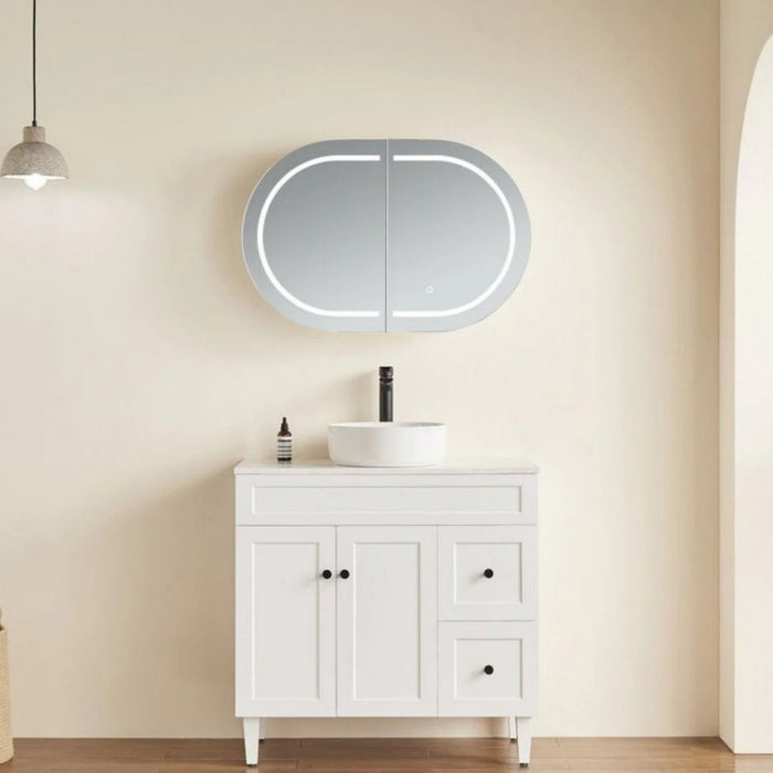 900/1200/1500mm Poseidon LED Olivia Oval Copper-free Polyurethane Shaving Cabinet