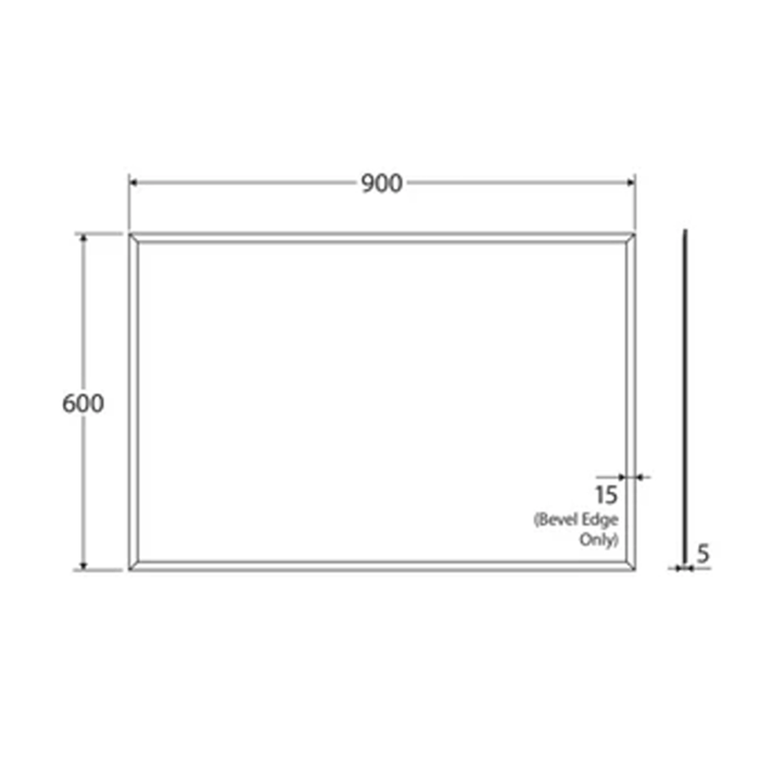 600-1800*900*5mm Fienza Frameless Copper-free Glass Rectangle Pencil Edge Glue-On Mirror