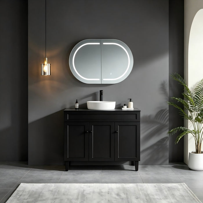 900/1200/1500mm Poseidon LED Olivia Oval Copper-free Polyurethane Shaving Cabinet