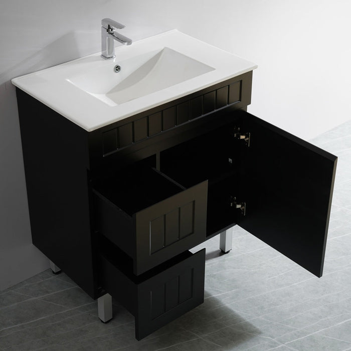 900-1500*460mm Acacia Matte Black Bathroom Vanity Freestanding With Legs Left/Right Drawers Cabinet Only and Ceramic/Stone Top Available - HD reno