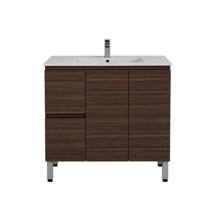 600-1800*460*880mm Poseidon Nordic Walnut Standard With Legs PVC Freestanding Vanity