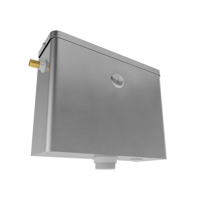 3monkeez Stainless Steel With Left Side Entry Dual Flush Front Press Cistern