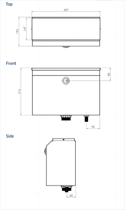Dual Flush Front Press Cistern Stainless Steel