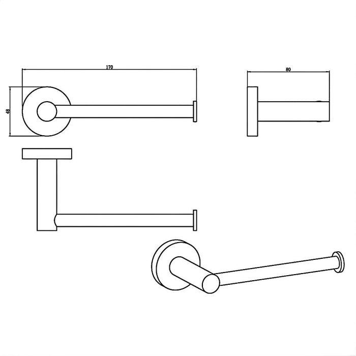 170mm Amoza Compact Stainless Steel Brushed Copper Single Round Toilet Roll Holder