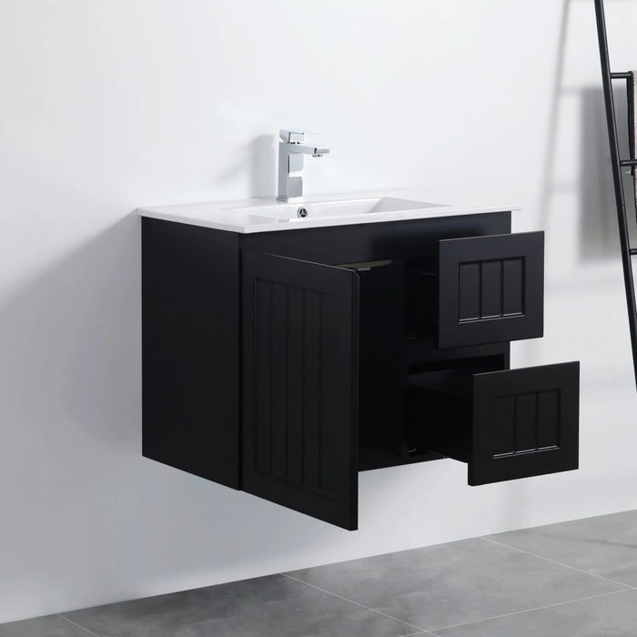 600-900*350*560mm Poseidon Acacia Ensuite Matt Black PVC Wall Hung Vanity