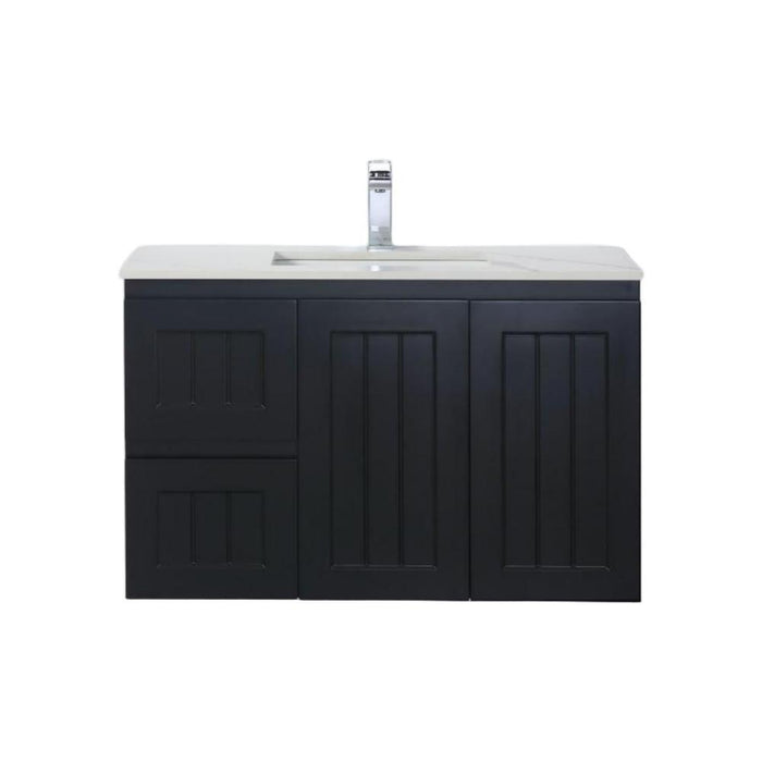 600-900*350*560mm Poseidon Acacia Ensuite Matt Black PVC Wall Hung Vanity