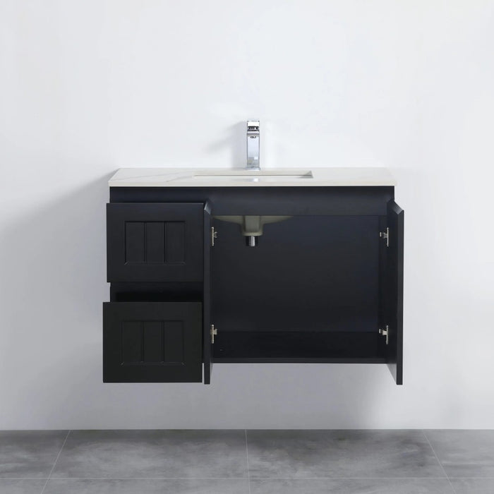 600-900*350*560mm Poseidon Acacia Ensuite Matt Black PVC Wall Hung Vanity