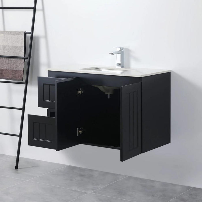 600-900*350*560mm Poseidon Acacia Ensuite Matt Black PVC Wall Hung Vanity