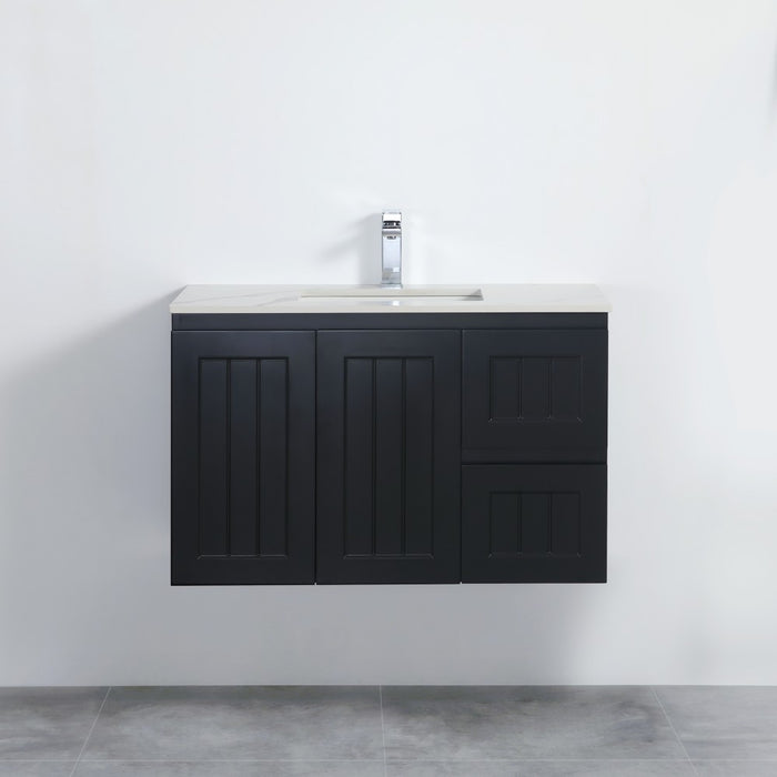 600-900*350*560mm Poseidon Acacia Ensuite Matt Black PVC Wall Hung Vanity