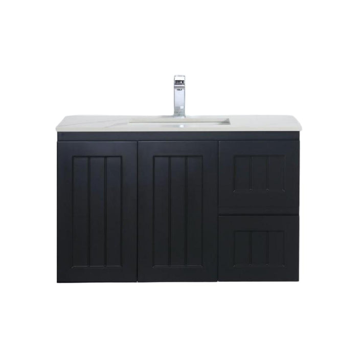 600-900*350*560mm Poseidon Acacia Ensuite Matt Black PVC Wall Hung Vanity