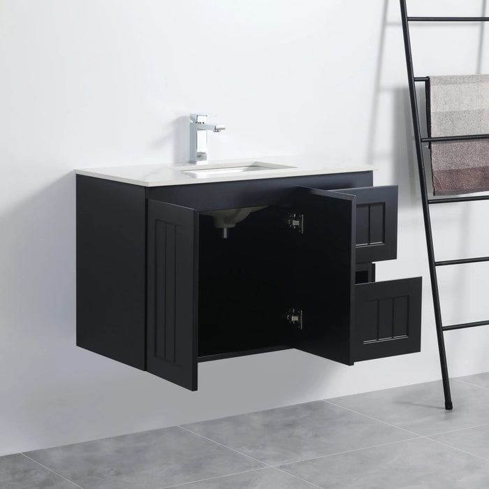 600-900*350*560mm Poseidon Acacia Ensuite Matt Black PVC Wall Hung Vanity