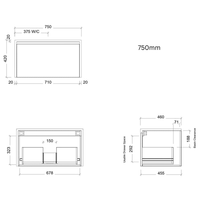 TIMBERLINE AINSWORTH CUSTOM WALL HUNG VANITY (ALL SIZING)