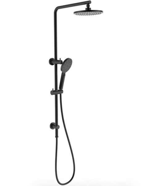 200mm New Cora Round Brass Multifunction Shower Set Chrome/Matt Black - HD reno