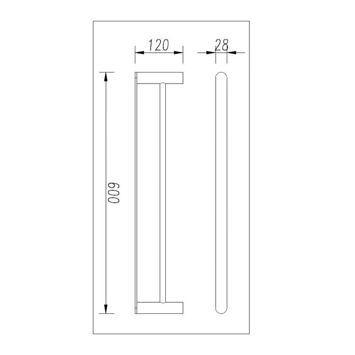 600mm Aquaperla Norico Esperia Solid Brass Round Double Towel Rail
