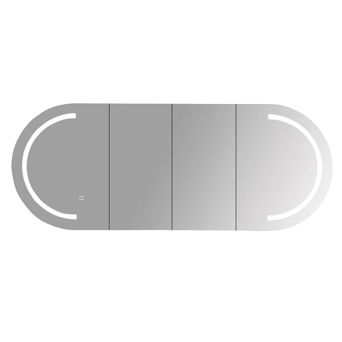 900-1500*600mm Mercio Athena Frameless Oval PVC Matt White LED Shaving Cabinet