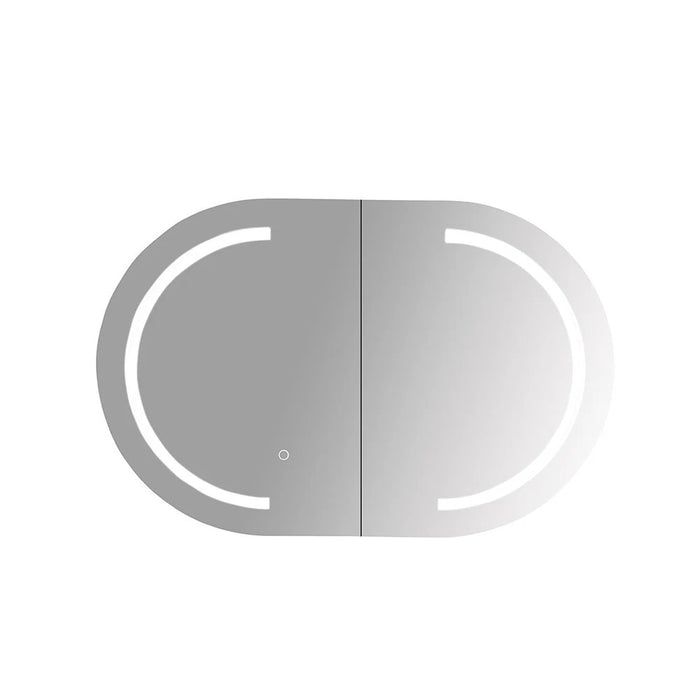 900-1500*600mm Mercio Athena Frameless Oval PVC Matt White LED Shaving Cabinet