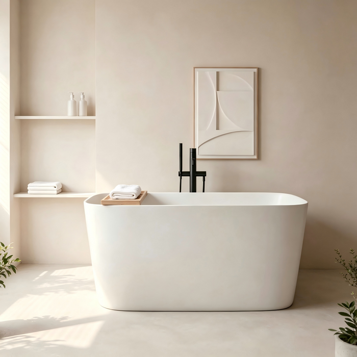 1200*700*600mm Avia Sophie Compact Gloss White Soft Rectangle Freestanding Bathtub