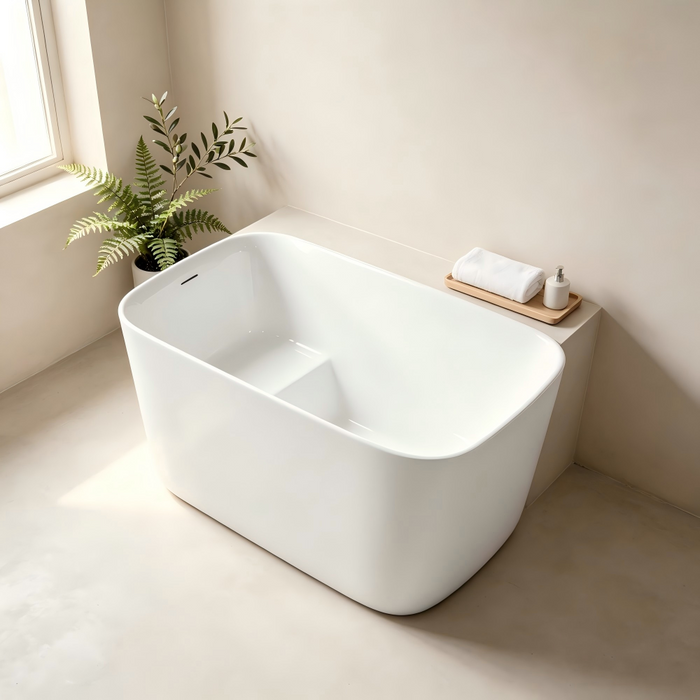 1200*700*600mm Avia Sophie Compact Gloss White Soft Rectangle Freestanding Bathtub