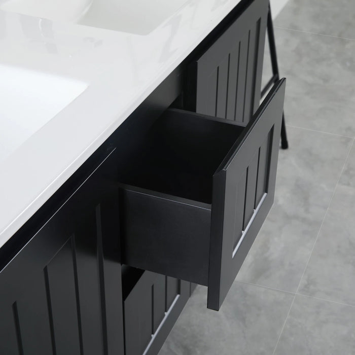 900-1500*460mm Acacia Matte Black Bathroom Vanity Wall Hung Left/Right Drawers Cabinet Only and Ceramic/Stone Top Available - HD reno