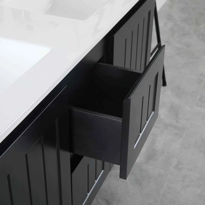600-1500*460*580mm Lukka Archill Federation Matt Black PVC Fluted Wall Hung Vanity