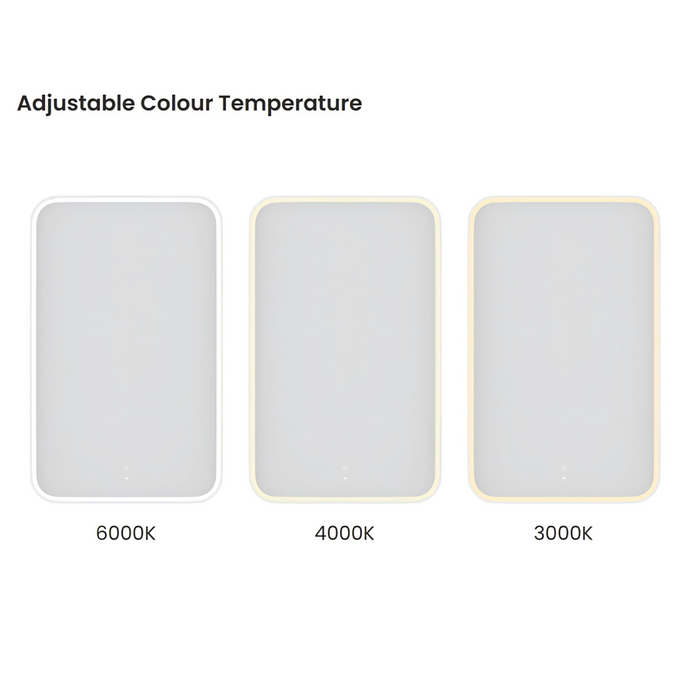 900/1200/1500mm Otti Newport Metal Frame Soft Rectangle Tuffi LED Mirror